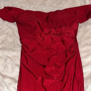 Off-Shoulder Red Evening Dress